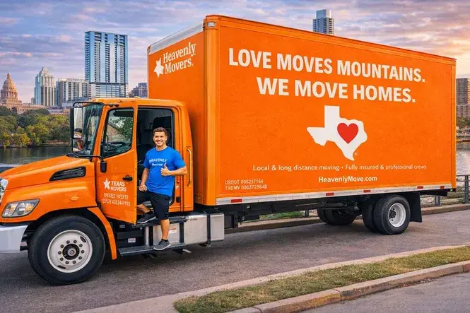 Heavenly Moving truck on moving day