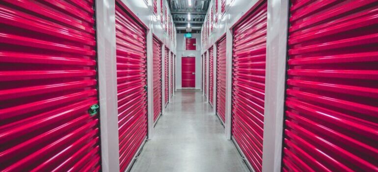 Pink storage unit doors