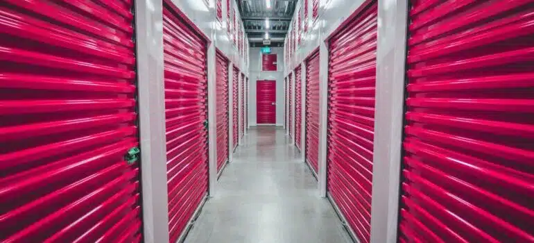 Pink storage unit doors