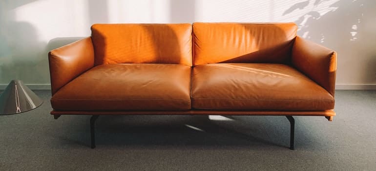 large orange sofa