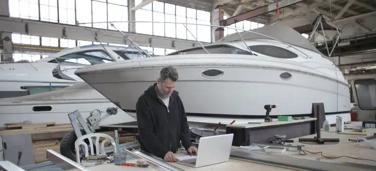 man working on a boat