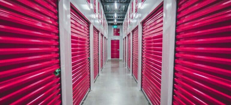 Pink doors to storage units