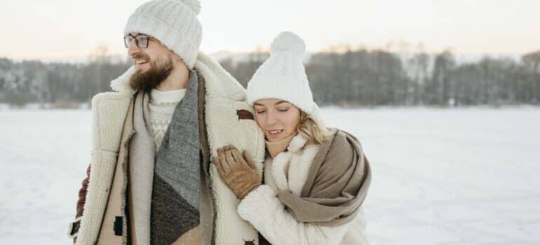 Couple wearing winter clothes
