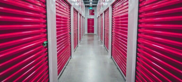 a closed purple storage unit 