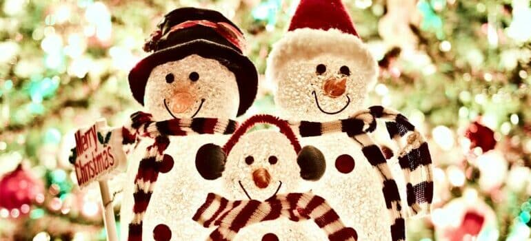 Three snowmen as ornaments