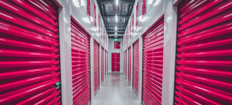 a purple storage unit facility 