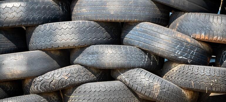 Stacked dirty tires