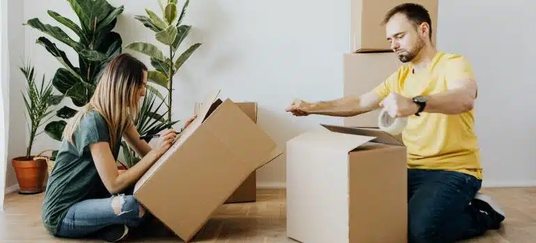 a couple packing cardboard boxes