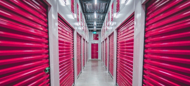 Inside storage units.