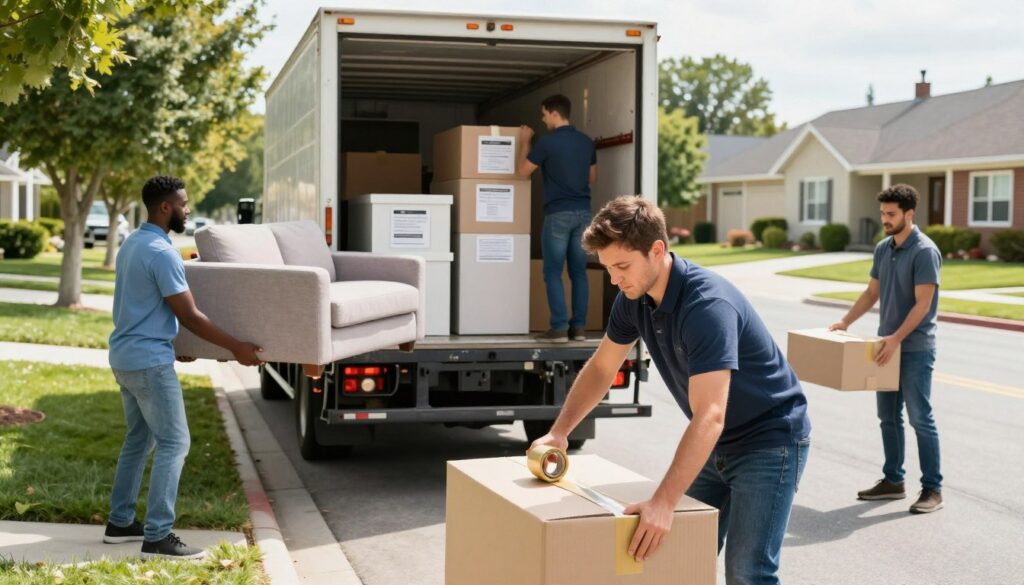 Professional moving process in action